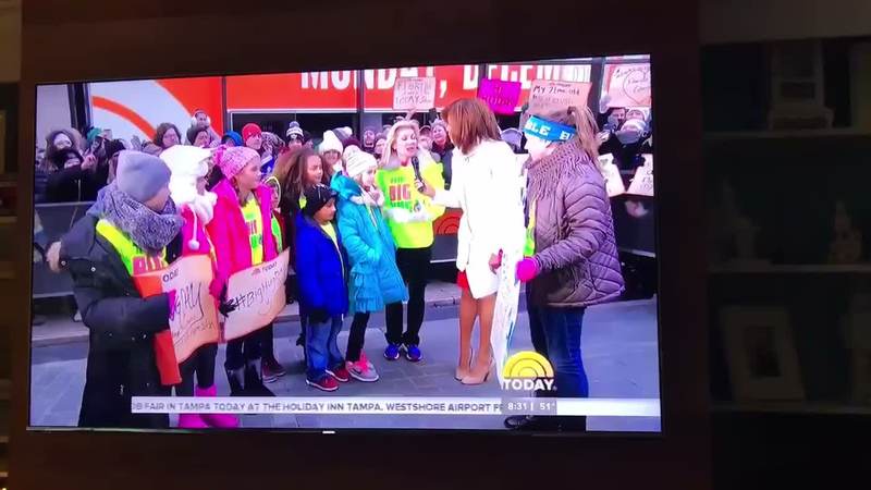 A Today show plaza segment with Tampa kids in Big Hug shirts.